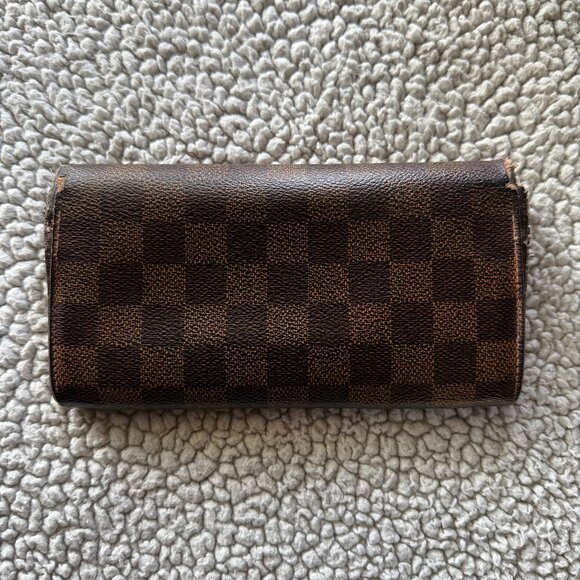 AS-IS Louis Vuitton Wallet Damier Portefeuille Sarah Long Wallet Bag Authentic - Picture 7 of 11